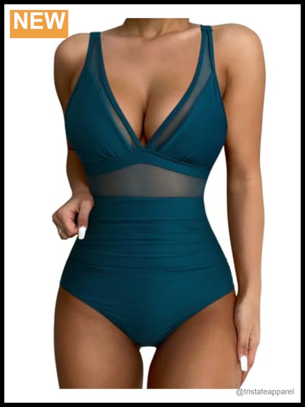 Women Sexy Mesh One Piece Swimsuit Tummy Control High Waisted